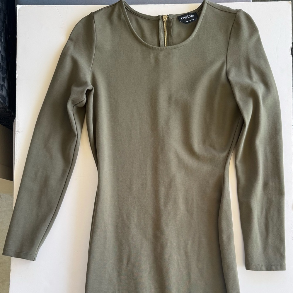 bebe Long Sleeve Khaki Dress